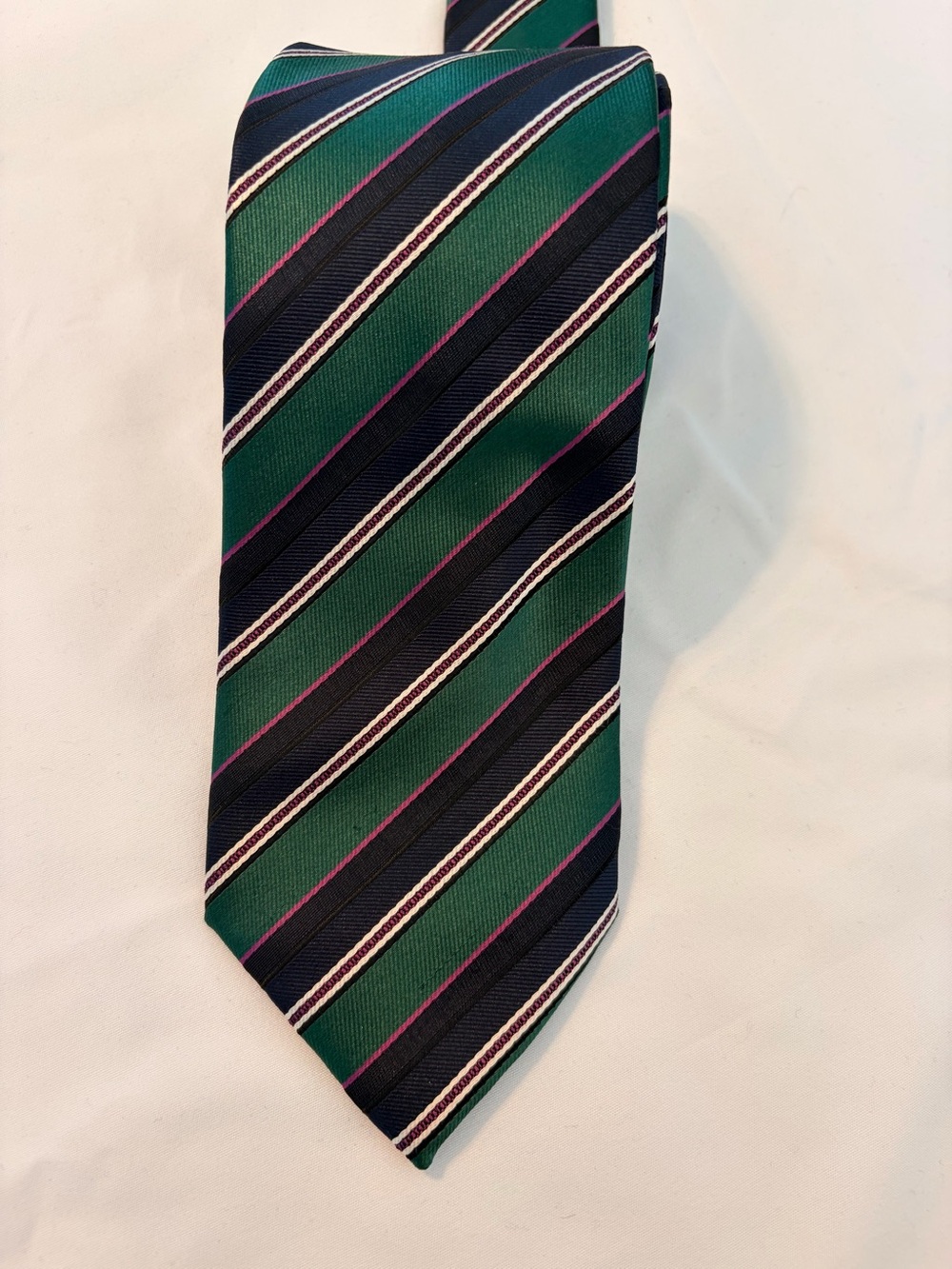 Imani uomo hand made Green & Navy Diagonal Stripe Men's Tie 0040